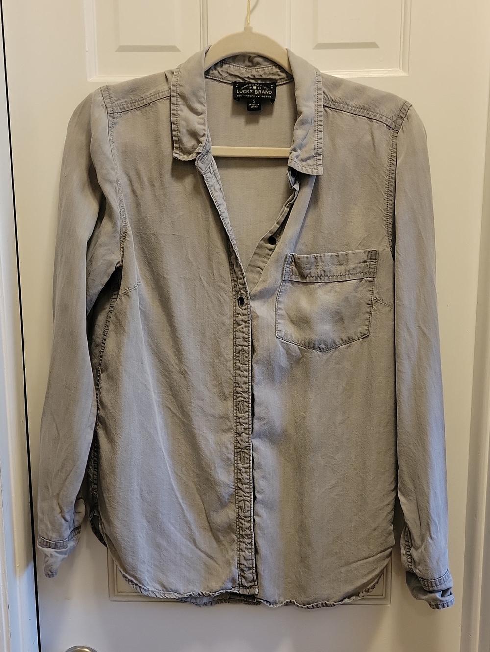 Lucky Brand Washed Light Gray Button-Down Shirt